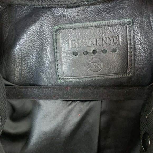 Blank NYC NEO Black Vegan Leather Zip Moto Jacket removable knit hood XS - Picture 10 of 14